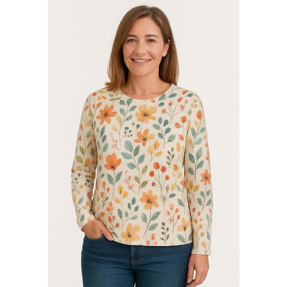 Women's XL long sleeve shirt with Fall Leave Pattern